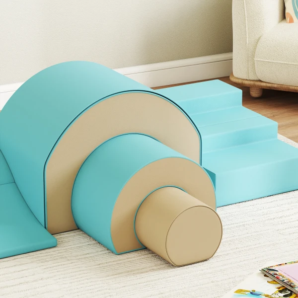 Aiyaplay 5 delige zachte bouwblokken set voor baby's & peuters, schuim, kunstleer, 5 creatieve vormen, indoor set voor klimmen, kruipen, spelen, groen 10