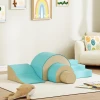 Aiyaplay 5 delige zachte bouwblokken set voor baby's & peuters, schuim, kunstleer, 5 creatieve vormen, indoor set voor klimmen, kruipen, spelen, groen 2