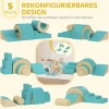 Aiyaplay 5 delige zachte bouwblokken set voor baby's & peuters, schuim, kunstleer, 5 creatieve vormen, indoor set voor klimmen, kruipen, spelen, groen 5