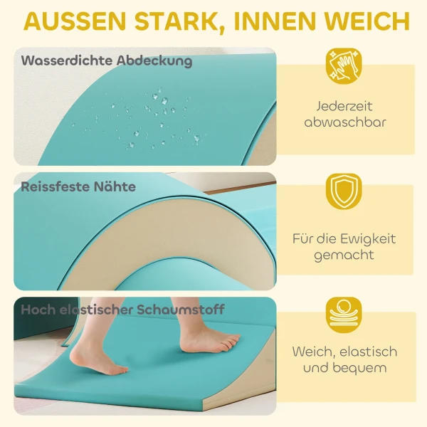 Aiyaplay 5 delige zachte bouwblokken set voor baby's & peuters, schuim, kunstleer, 5 creatieve vormen, indoor set voor klimmen, kruipen, spelen, groen 6