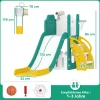 Aiyaplay 5 in 1 kinderglijbaanset, telescoop, basketbalring, kunststof, geel+groen 4