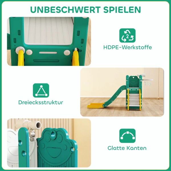 Aiyaplay 5 in 1 kinderglijbaanset, telescoop, basketbalring, kunststof, geel+groen 7