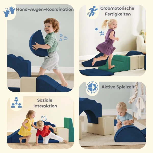 Aiyaplay 7 delige set klimblokken voor baby's & peuters, zacht klimset voor binnenshuis, stof, schuim, kleurrijk 7