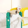 Aiyaplay 7 in 1 glijbaanset voor peuters, basketbalring, kikkerontwerp, klimrek, schommelstoel, voor binnen en buiten, geel+groen 10