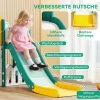 Aiyaplay 7 in 1 glijbaanset voor peuters, basketbalring, kikkerontwerp, klimrek, schommelstoel, voor binnen en buiten, geel+groen 6