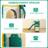 Aiyaplay 7 in 1 glijbaanset voor peuters, basketbalring, kikkerontwerp, klimrek, schommelstoel, voor binnen en buiten, geel+groen 7