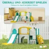 Aiyaplay 7 in 1 glijbaanset voor peuters, basketbalring, kikkerontwerp, klimrek, schommelstoel, voor binnen en buiten, geel+groen 9