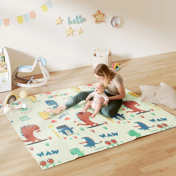 Aiyaplay baby speelmat 196 x 176 x 1,5 cm opvouwbaar dubbelzijdige kruipmat meerkleurig 2