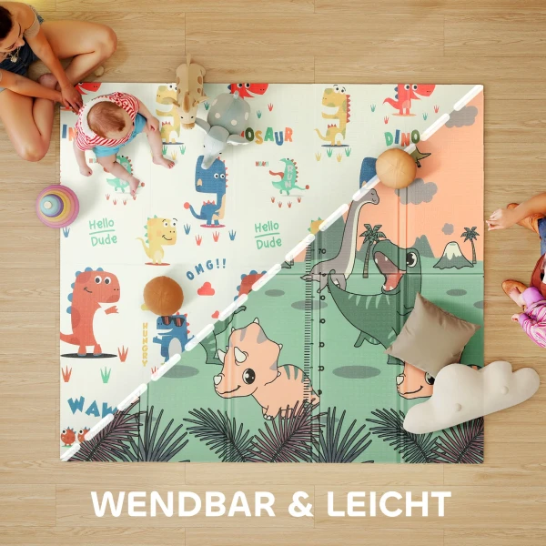 Aiyaplay baby speelmat 196 x 176 x 1,5 cm opvouwbaar dubbelzijdige kruipmat meerkleurig 5