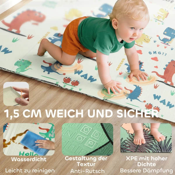 Aiyaplay baby speelmat 196 x 176 x 1,5 cm opvouwbaar dubbelzijdige kruipmat meerkleurig 7