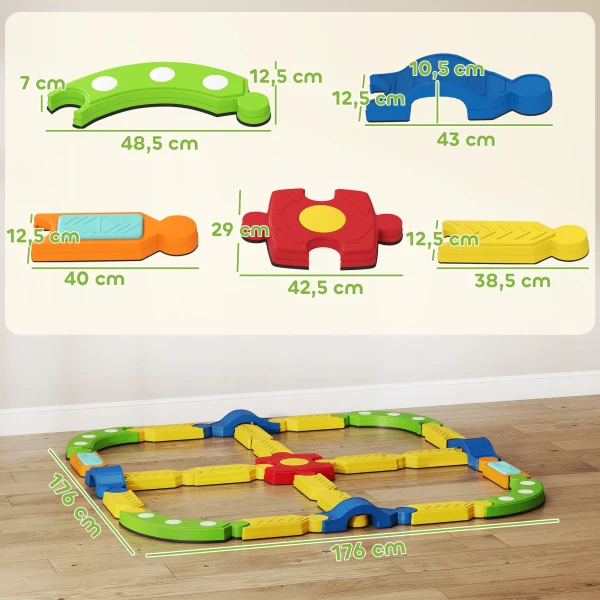 Aiyaplay balancebalken voor kinderen, interactief rek, antislip, kunststof, kleurrijk 4