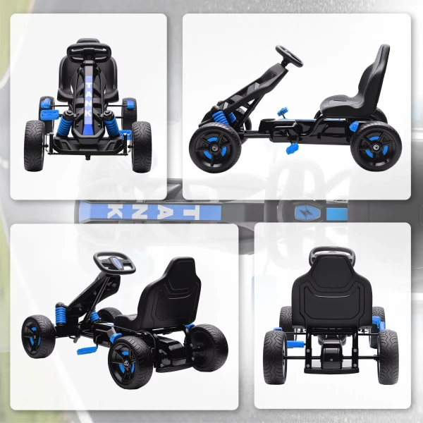 Aiyaplay gokart met pedalen, trapauto voor kinderen met rem, antislip wielen, metalen frame, 3 6 jaar, blauw 10