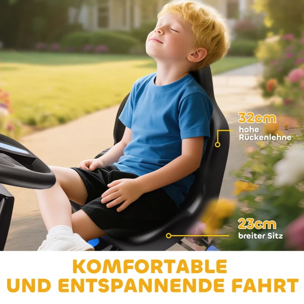 Aiyaplay gokart met pedalen, trapauto voor kinderen met rem, antislip wielen, metalen frame, 3 6 jaar, blauw 8