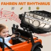 Aiyaplay kinder elektrische auto, 12v batterij aangedreven, afstandsbediening, muziek functie, claxon, led lampen, oranje 10