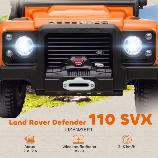 Aiyaplay kinder elektrische auto, 12v batterij aangedreven, afstandsbediening, muziek functie, claxon, led lampen, oranje 5