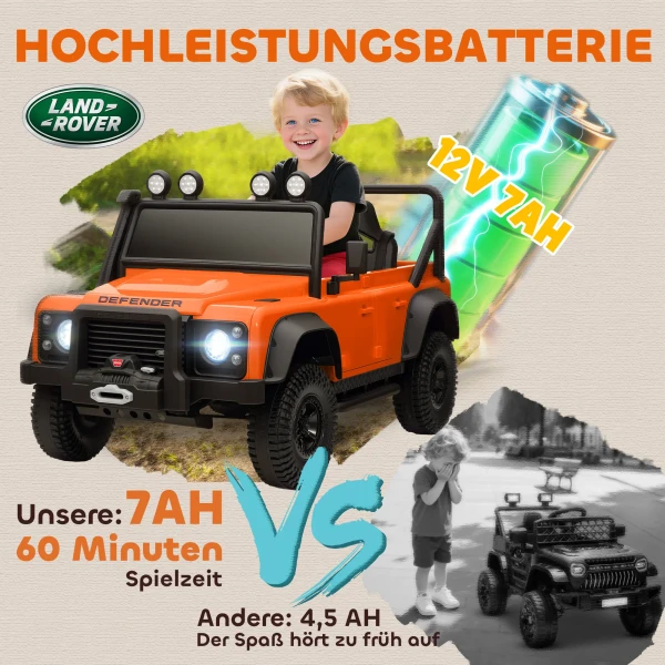 Aiyaplay kinder elektrische auto, 12v batterij aangedreven, afstandsbediening, muziek functie, claxon, led lampen, oranje 6