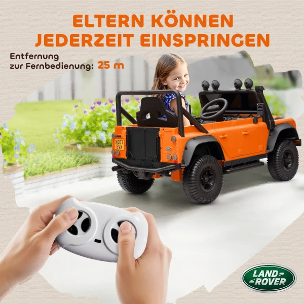 Aiyaplay kinder elektrische auto, 12v batterij aangedreven, afstandsbediening, muziek functie, claxon, led lampen, oranje 9