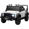 Aiyaplay kinder elektrische auto, 12v batterij aangedreven, afstandsbediening, muziek functie, claxon, led lichten, wit 1