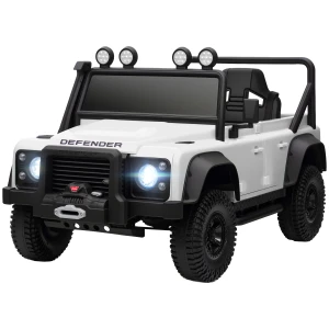 Aiyaplay kinder elektrische auto, 12v batterij aangedreven, afstandsbediening, muziek functie, claxon, led lichten, wit 1