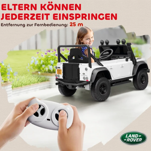 Aiyaplay kinder elektrische auto, 12v batterij aangedreven, afstandsbediening, muziek functie, claxon, led lichten, wit 9