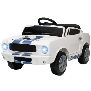 Aiyaplay kinder elektrische auto 12v kinderwagen met 2,4 ghz afstandsbediening, 2 motor claxon, led, muziek wit 1