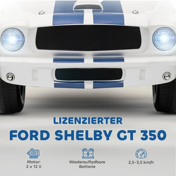 Aiyaplay kinder elektrische auto 12v kinderwagen met 2,4 ghz afstandsbediening, 2 motor claxon, led, muziek wit 5