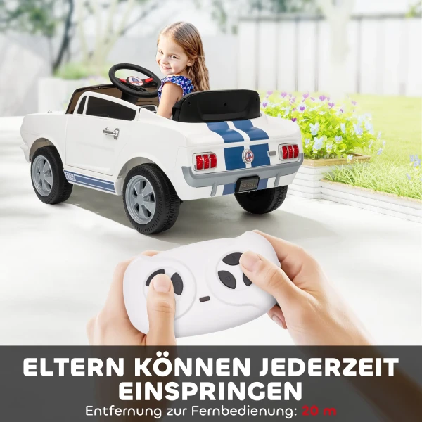 Aiyaplay kinder elektrische auto 12v kinderwagen met 2,4 ghz afstandsbediening, 2 motor claxon, led, muziek wit 6