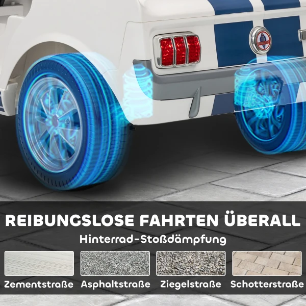 Aiyaplay kinder elektrische auto 12v kinderwagen met 2,4 ghz afstandsbediening, 2 motor claxon, led, muziek wit 9