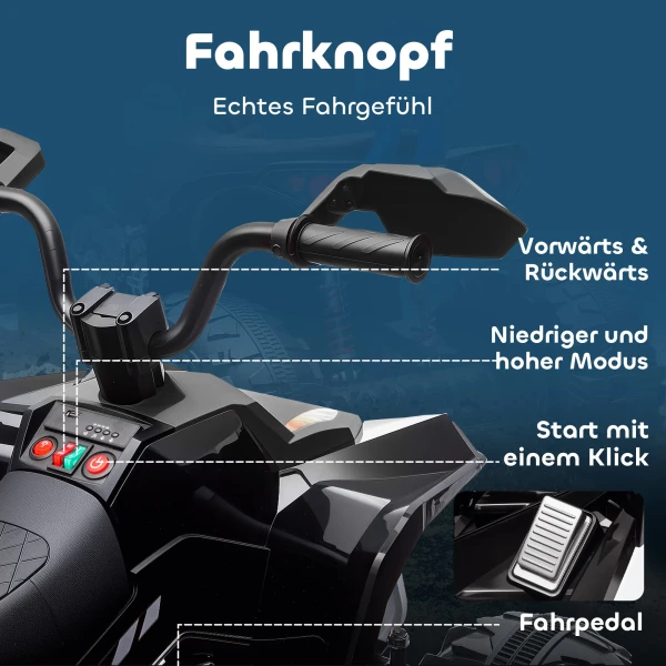 Aiyaplay kinder elektrische quad, 24v elektrisch voertuig met 4 wielen, koplampen, usb aansluiting, mp3 functie, 6,5 km/u, 3 8 jaar 10
