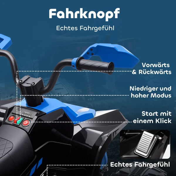 Aiyaplay kinder elektrische quad, 24v elektrisch voertuig met 4 wielen, koplampen, usb aansluiting, mp3 functie, 6,5 km/u, 3 8 jaar 10