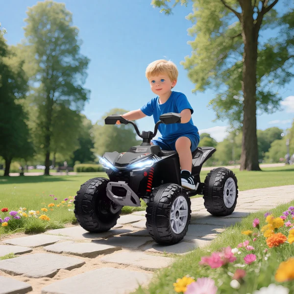 Aiyaplay kinder elektrische quad, 24v elektrisch voertuig met 4 wielen, koplampen, usb aansluiting, mp3 functie, 6,5 km/u, 3 8 jaar 2