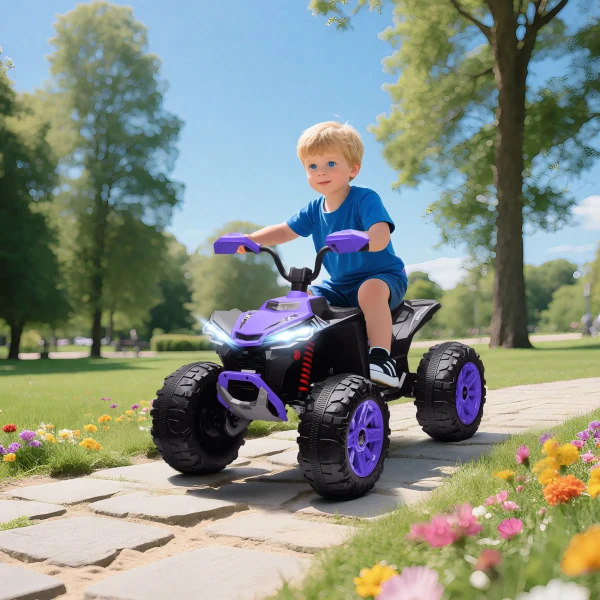 Aiyaplay kinder elektrische quad, 24v elektrisch voertuig met 4 wielen, koplampen, usb aansluiting, mp3 functie, 6,5 km/u, 3 8 jaar 2
