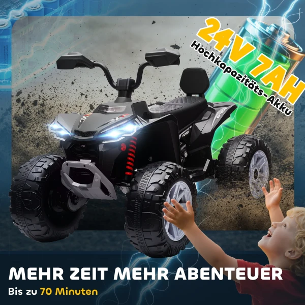 Aiyaplay kinder elektrische quad, 24v elektrisch voertuig met 4 wielen, koplampen, usb aansluiting, mp3 functie, 6,5 km/u, 3 8 jaar 7