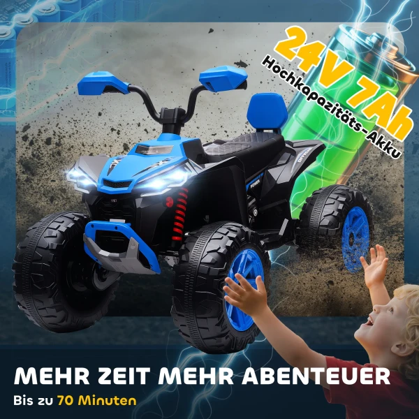 Aiyaplay kinder elektrische quad, 24v elektrisch voertuig met 4 wielen, koplampen, usb aansluiting, mp3 functie, 6,5 km/u, 3 8 jaar 7