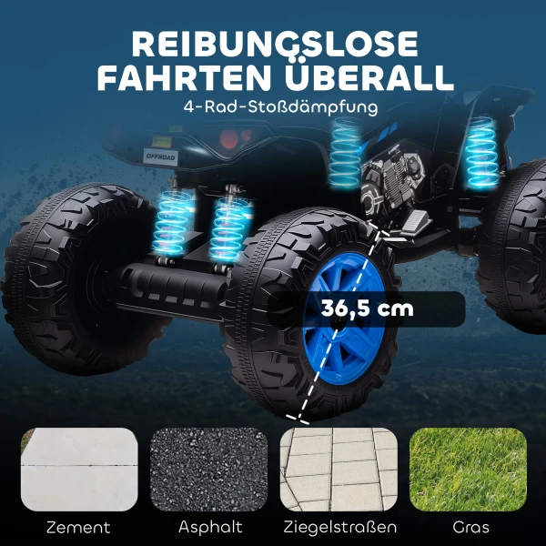 Aiyaplay kinder elektrische quad, 24v elektrisch voertuig met 4 wielen, koplampen, usb aansluiting, mp3 functie, 6,5 km/u, 3 8 jaar 8