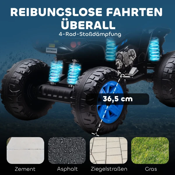 Aiyaplay kinder elektrische quad, 24v elektrisch voertuig met 4 wielen, koplampen, usb aansluiting, mp3 functie, 6,5 km/u, 3 8 jaar 8