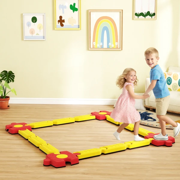 Aiyaplay kinder evenwichtsbalk set, vrij vormbaar, kunststof, flexibele onderdelen, geel+rood 2