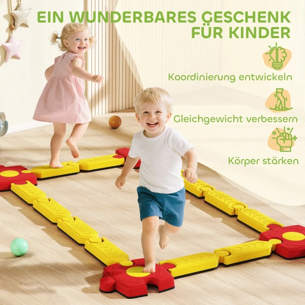 Aiyaplay kinder evenwichtsbalk set, vrij vormbaar, kunststof, flexibele onderdelen, geel+rood 7