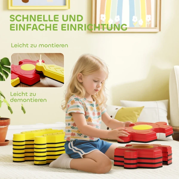 Aiyaplay kinder evenwichtsbalk set, vrij vormbaar, kunststof, flexibele onderdelen, geel+rood 8
