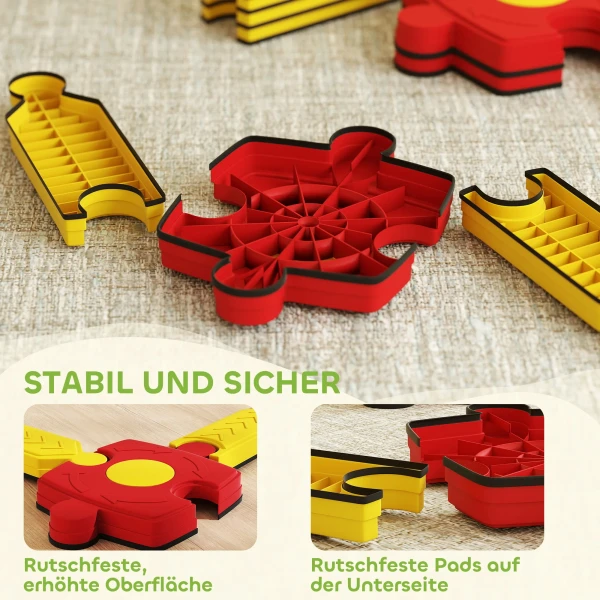 Aiyaplay kinder evenwichtsbalk set, vrij vormbaar, kunststof, flexibele onderdelen, geel+rood 9