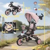 Aiyaplay kinderdriewieler, 6 in 1 buggy voor peuters, met duwstang, verstelbare zitting, opvouwbaar ontwerp, veiligheidsnet 4