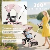 Aiyaplay kinderdriewieler, 6 in 1 buggy voor peuters, met duwstang, verstelbare zitting, opvouwbaar ontwerp, veiligheidsnet 6