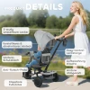 Aiyaplay kinderdriewieler, 6 in 1 buggy voor peuters, met duwstang, verstelbare zitting, opvouwbaar ontwerp, veiligheidsnet, grijs 10
