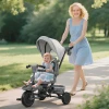 Aiyaplay kinderdriewieler, 6 in 1 buggy voor peuters, met duwstang, verstelbare zitting, opvouwbaar ontwerp, veiligheidsnet, grijs 2