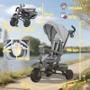 Aiyaplay kinderdriewieler, 6 in 1 buggy voor peuters, met duwstang, verstelbare zitting, opvouwbaar ontwerp, veiligheidsnet, grijs 4