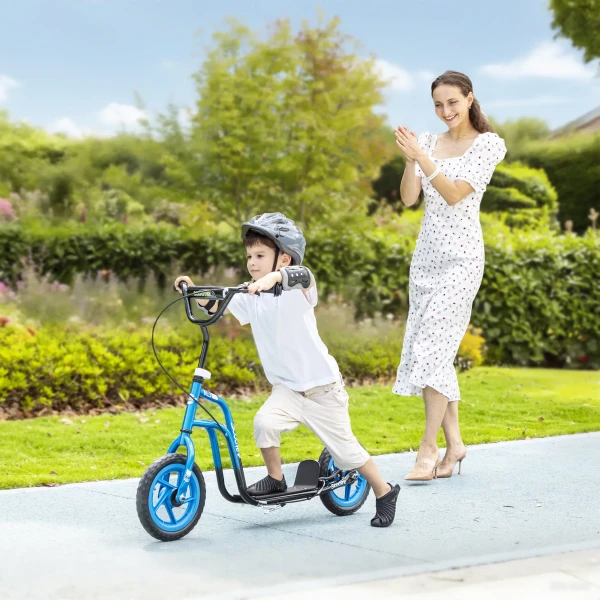 Aiyaplay kinderstep met verstelbare stuur, grote wielen, parkeerstandaard, handrem, voor kinderen van 5 12 jaar, blauw 2