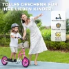 Aiyaplay kinderstep met verstelbare stuur, grote wielen, parkeerstandaard, handrem, voor kinderen van 5 12 jaar, roze 8