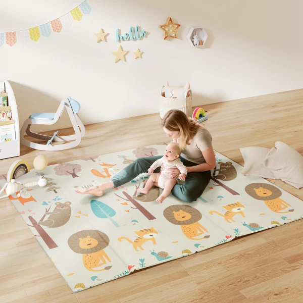 Aiyaplay speelmat baby 196 x 176 x 1,5 cm opvouwbaar dubbelzijdige kruipmat meerkleurig 2