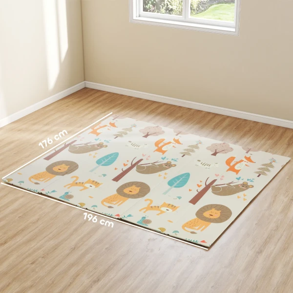 Aiyaplay speelmat baby 196 x 176 x 1,5 cm opvouwbaar dubbelzijdige kruipmat meerkleurig 4