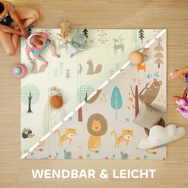 Aiyaplay speelmat baby 196 x 176 x 1,5 cm opvouwbaar dubbelzijdige kruipmat meerkleurig 5